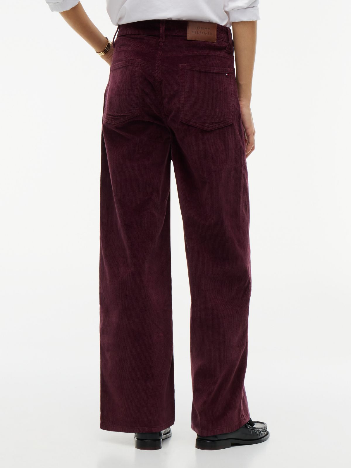 Stretch Corduroy Wide Leg Pant — Deep Burgundy