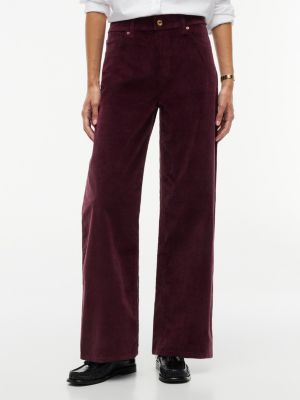 Stretch Corduroy Wide Leg Pant, Deep Burgundy