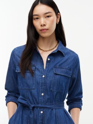 Женское платье Tommy Hilfiger Belted Denim Utility Shirtdress, цвет: Тёмная варка — фото 2