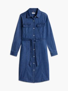 Belted Denim Utility Shirtdress — Dark Wash 5