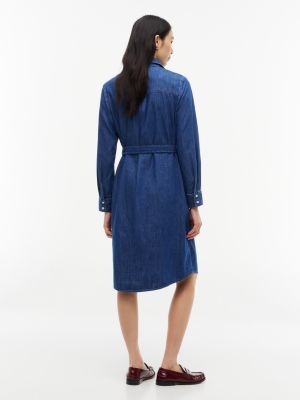 Женское платье Tommy Hilfiger Belted Denim Utility Shirtdress, цвет: Тёмная варка — фото 4