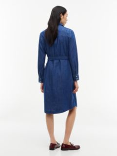 Belted Denim Utility Shirtdress — Dark Wash 4