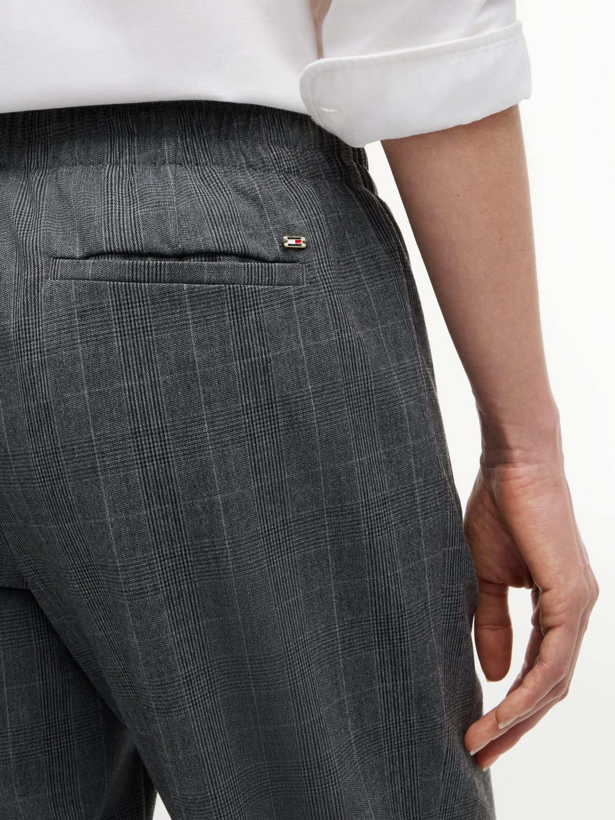 Tapered Drawstring Jogger Pant — Light Grey Pinstripe