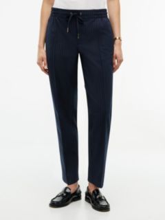 Tapered Drawstring Jogger Pant — Navy Pinstripe 1