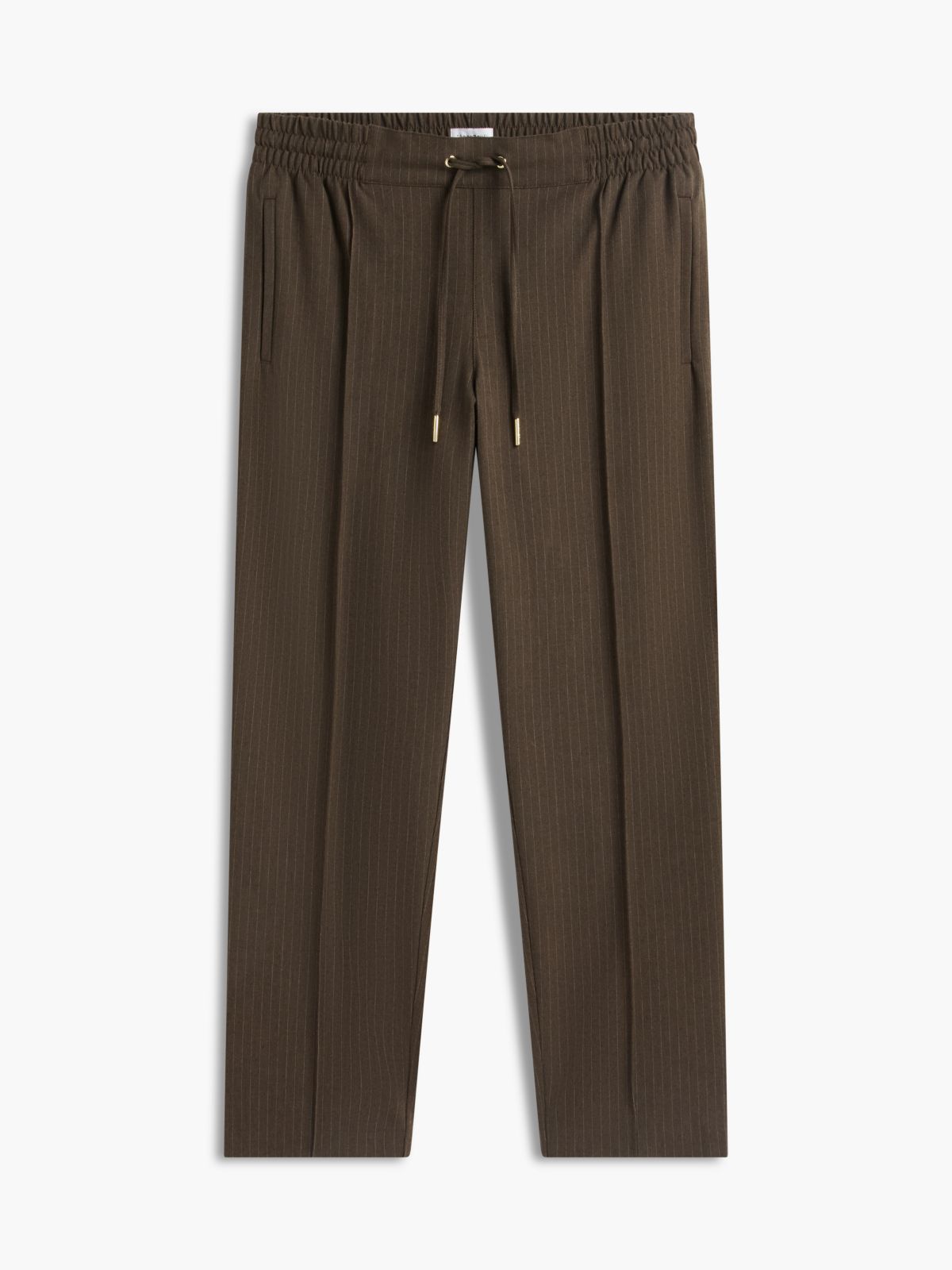 Tapered Drawstring Jogger Pant — Brown Pinstripe