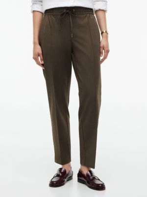 Tapered Drawstring Jogger Pant, Brown Pinstripe