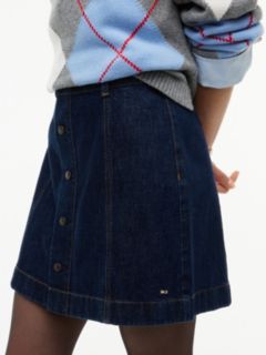 Button-Front Denim Mini Skirt — Rinse 3