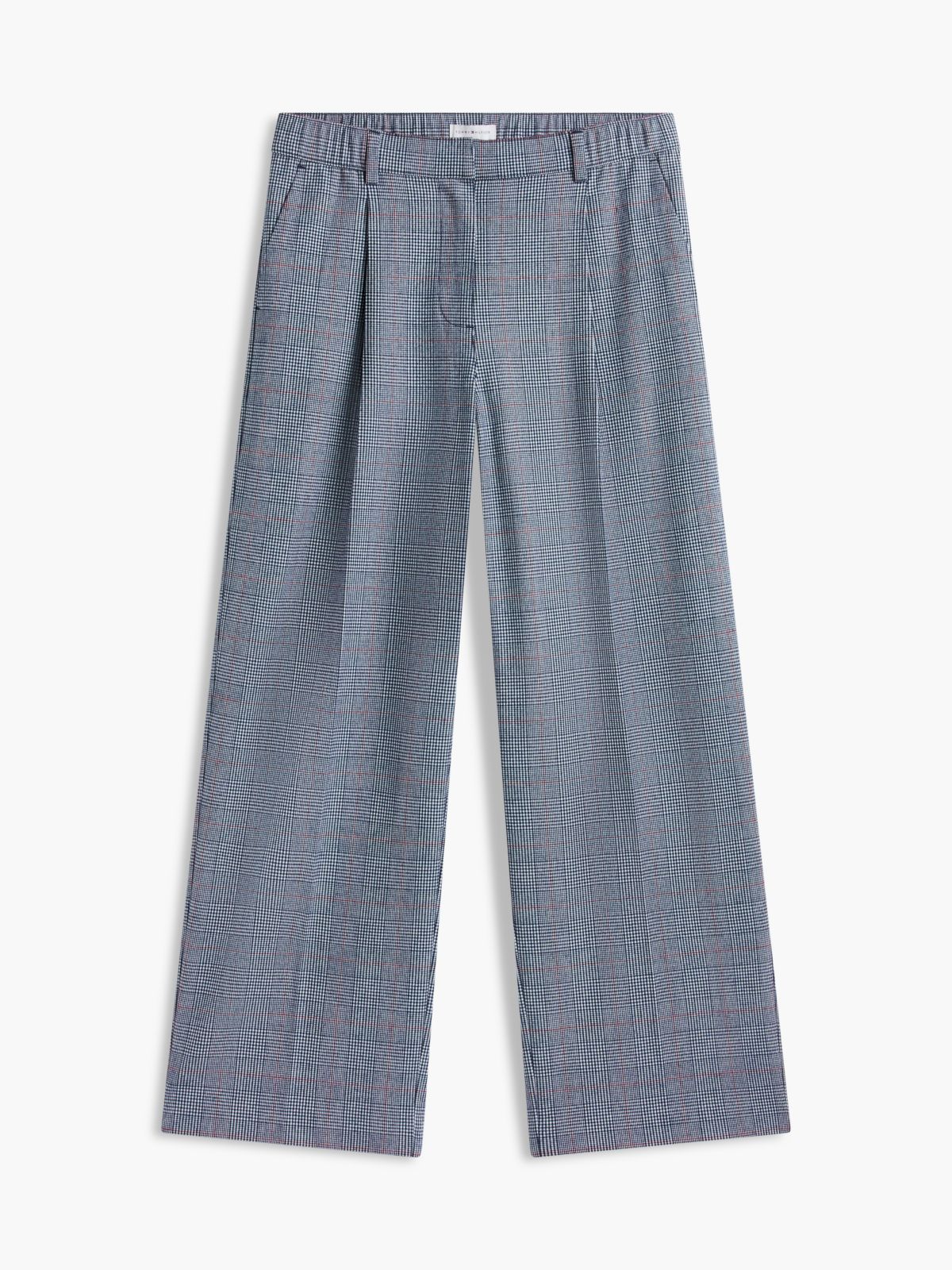 Glen Plaid Wide Leg Stretch Pant — Blue