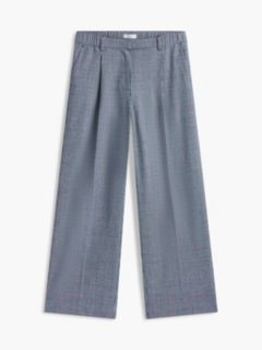 Glen Plaid Wide Leg Stretch Pant — Blue 5