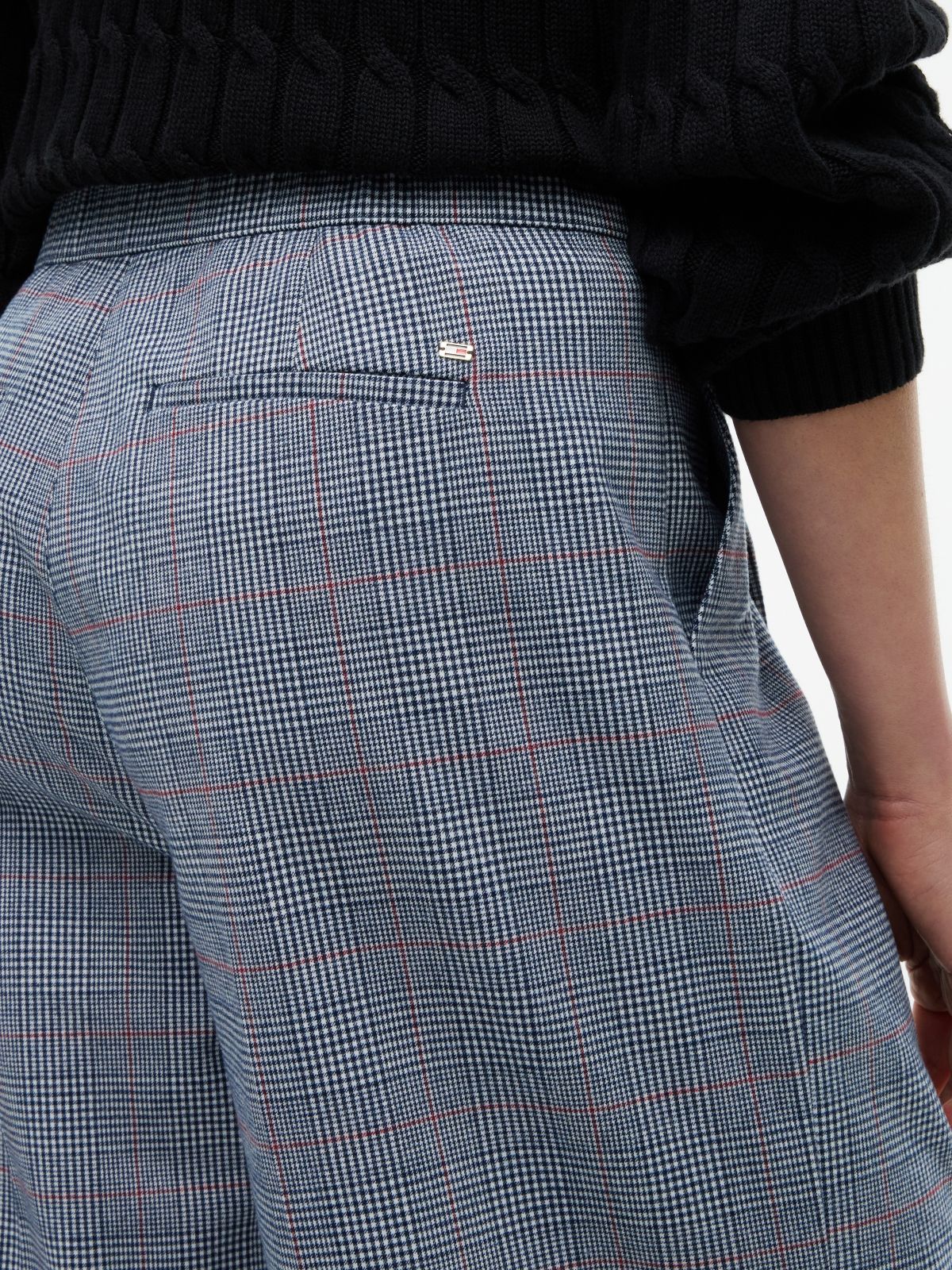 Glen Plaid Wide Leg Stretch Pant — Blue
