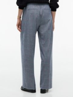 Glen Plaid Wide Leg Stretch Pant — Blue 4