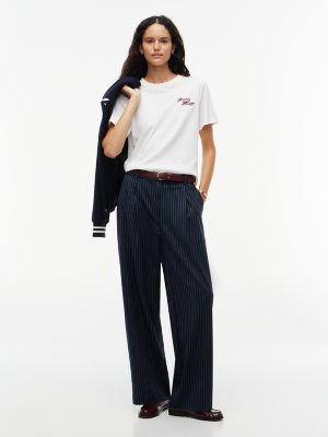 Женские брюки Tommy Hilfiger Striped Wide Leg Stretch Pant, цвет: Синий полосатый — фото 2