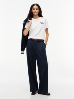 Striped Wide Leg Stretch Pant — Blue Stripe 2