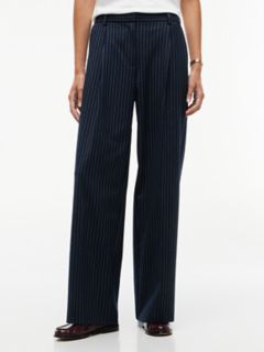 Striped Wide Leg Stretch Pant — Blue Stripe 1