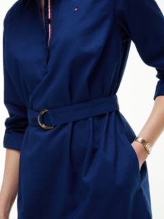 Belted Oxford Shirtdress — Preppy Navy 2