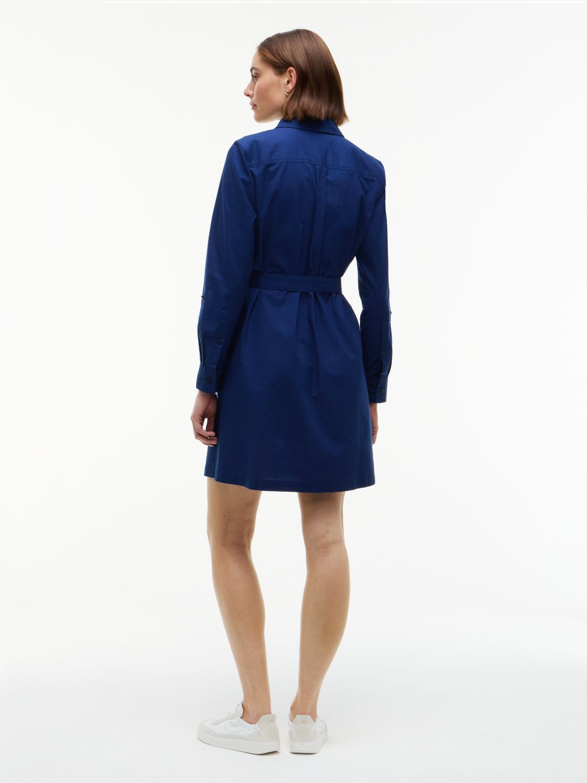 Belted Oxford Shirtdress — Preppy Navy