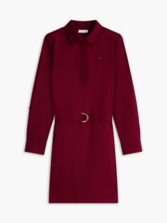 Belted Oxford Shirtdress — Burgundy 6