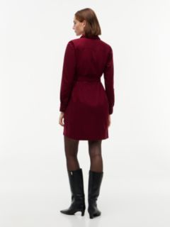 Belted Oxford Shirtdress — Burgundy 4