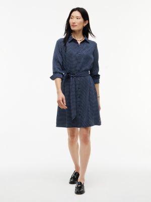 Relaxed Fit Allover Dot Crepe Shirtdress, Carbon Navy