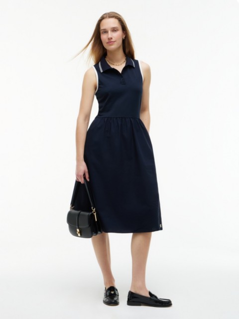 Женские платья Tommy Hilfiger Mixed-Media Sleeveless Polo Midi Dress