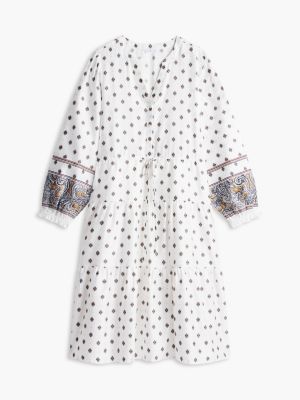 Женское платье Tommy Hilfiger Foulard Print Sateen Tiered Midi, цвет: Белый — фото 5