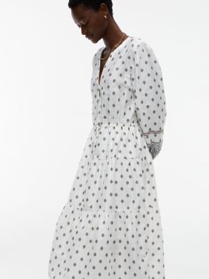 Женское платье Tommy Hilfiger Foulard Print Sateen Tiered Midi, цвет: Белый — фото 3