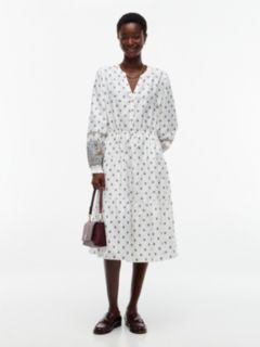 Foulard Print Sateen Tiered Midi Dress — Creamy White 1