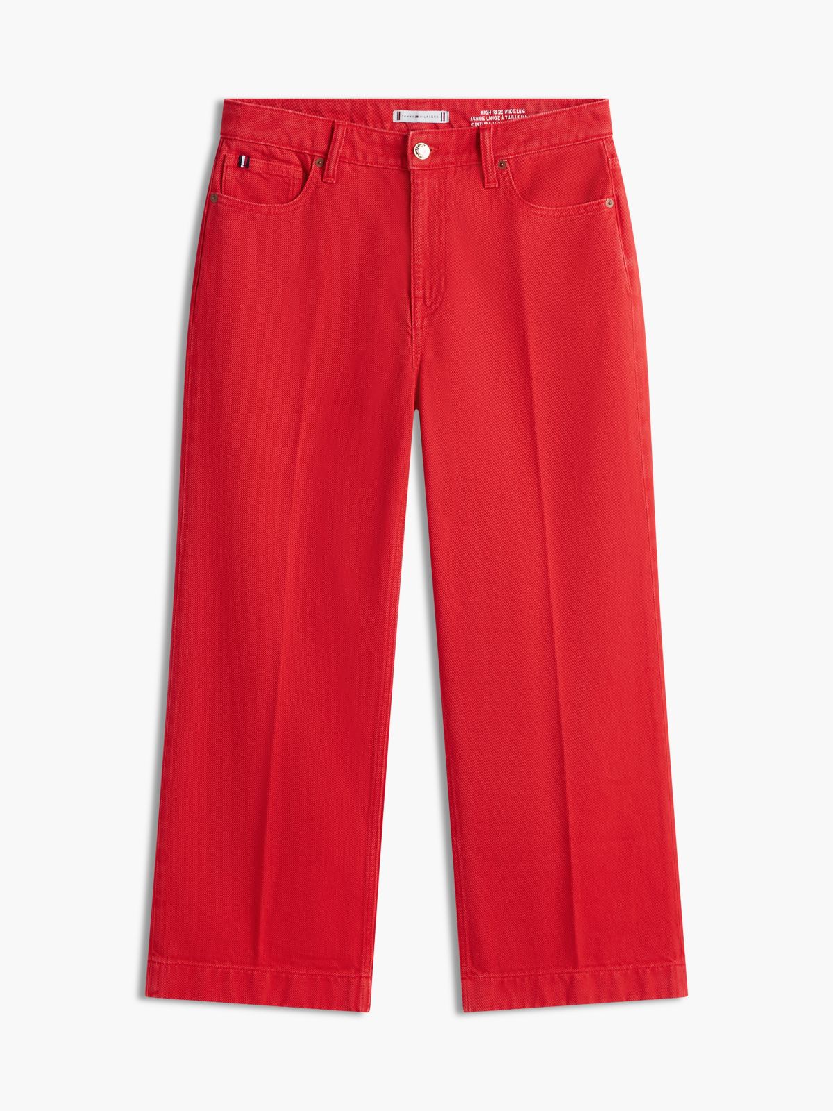 High-Rise Cropped Wide Leg Jean — Primary Red