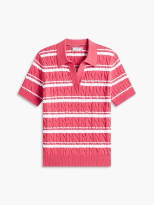 Женские свитеры Tommy Hilfiger Striped Cable Knit Sweater Polo — фото 5