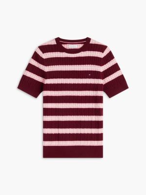 Женские свитеры Tommy Hilfiger Short-Sleeve Striped Cable Knit Sweater — фото 5