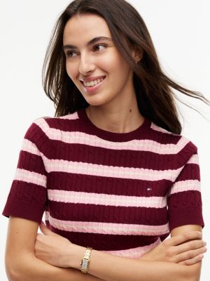 Женские свитеры Tommy Hilfiger Short-Sleeve Striped Cable Knit Sweater — фото 3
