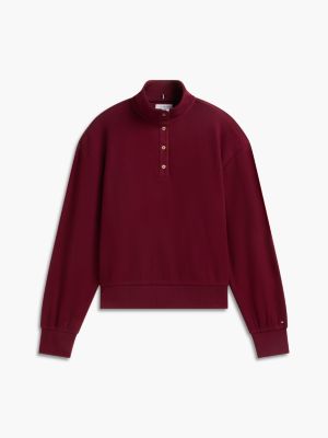 Женский топ Tommy Hilfiger Long-Sleeve Waffled Henley, цвет: Бордовый — фото 5