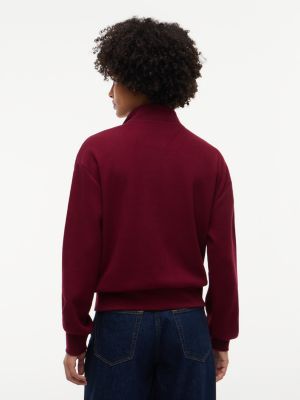 Женский топ Tommy Hilfiger Long-Sleeve Waffled Henley, цвет: Бордовый — фото 4