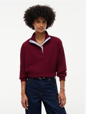 Long-Sleeve Waffled Henley, Burgundy