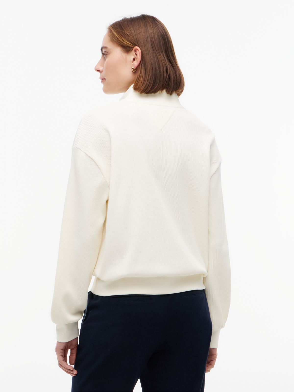 Long-Sleeve Waffled Henley — Rich Cream