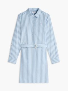 Belted Striped Oxford Shirtdress — Powdery Blue 5