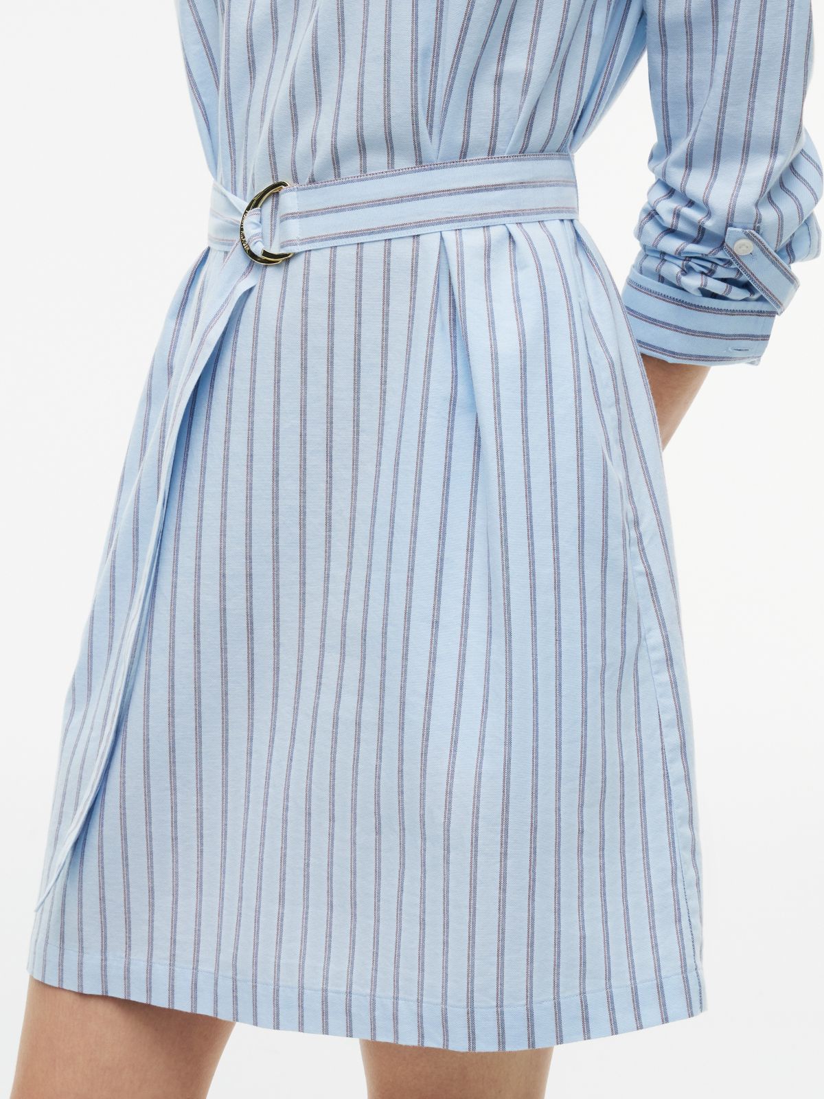 Belted Striped Oxford Shirtdress — Powdery Blue