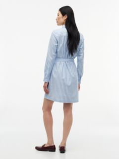 Belted Striped Oxford Shirtdress — Powdery Blue 4