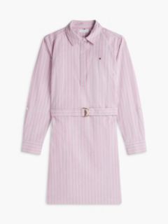 Belted Striped Oxford Shirtdress — Mystic Pink 5