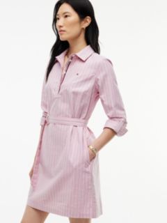 Belted Striped Oxford Shirtdress — Mystic Pink 3