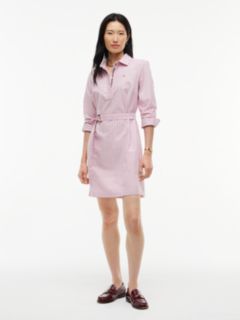 Belted Striped Oxford Shirtdress — Mystic Pink 1