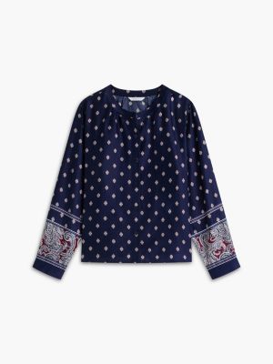 Женские блузки Tommy Hilfiger Relaxed Fit Foulard Print Sateen Blouse — фото 5