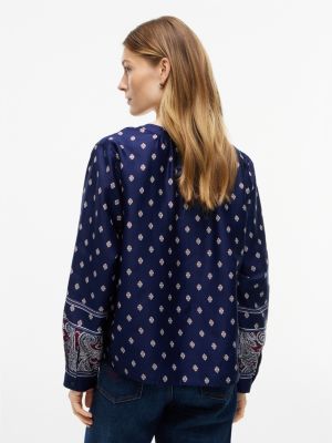 Женские блузки Tommy Hilfiger Relaxed Fit Foulard Print Sateen Blouse — фото 4