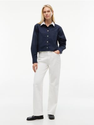 Женские рубашки Tommy Hilfiger Boxy Fit Gold-Button Poplin Shirt — фото 2