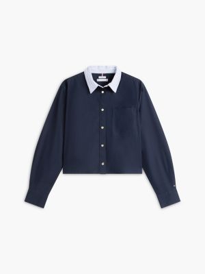 Женские рубашки Tommy Hilfiger Boxy Fit Gold-Button Poplin Shirt — фото 5
