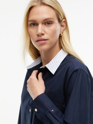 Женские рубашки Tommy Hilfiger Boxy Fit Gold-Button Poplin Shirt — фото 3