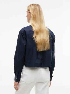 Женские рубашки Tommy Hilfiger Boxy Fit Gold-Button Poplin Shirt — фото 4