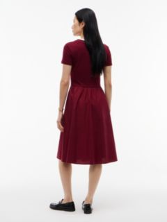 Mixed-Media T-Shirt Midi Dress — Burgundy 4