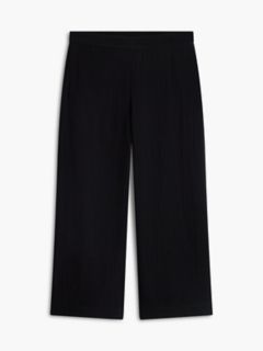 Cotton Gauze Cropped Wide Leg Pant — Black 5