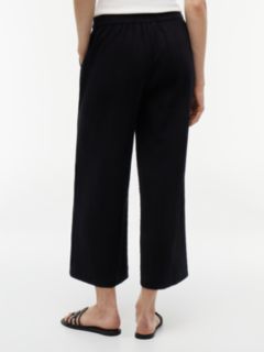 Cotton Gauze Cropped Wide Leg Pant — Black 4